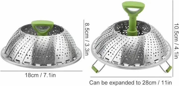 Steamers for Cooking Stainless Steel Vegetable Steamer Basket, Folding Steamer Insert Fits Various Size Pot and InstaPot Pressure Cooker, with Anti-hot Extendable Handle