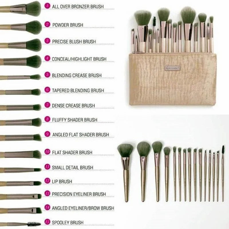 BH Cosmetics Lavish Elegance 15 Piece Makeup Brush Set with Cosmetic Bag – Professional Face & Eye Brush Collection