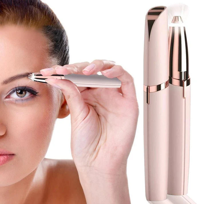 Eyebrow Trimmer for Women Rechargeable: Women Eyebrow Hair Remover with LED Light, Safe Painless Eyebrow Epilator Pen, Lady Eyebrow Shaper Electric Eyebrow Shaver