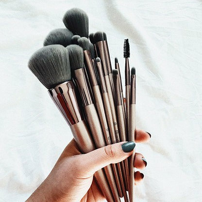 BH Cosmetics Lavish Elegance 15 Piece Makeup Brush Set with Cosmetic Bag – Professional Face & Eye Brush Collection