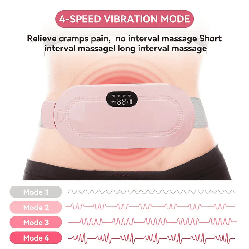 Electric Period Cramp Massager Vibrator Heating Belt for Menstrual Relief Pain Waist Stomach Warming Women | Portable Menstrual Heating Pad Warm Palace Waist Belt Period Cramp Massager Menstrual Heating Pad Dysmenorrhea Relieving Belt