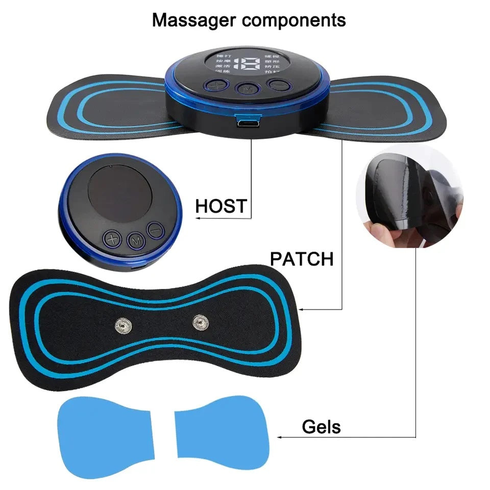 EMS Butterfly Portable Neck Massager – Rechargeable EMS Massager with Foot Massage Pad – Pain Relief & Blood Circulation Booster