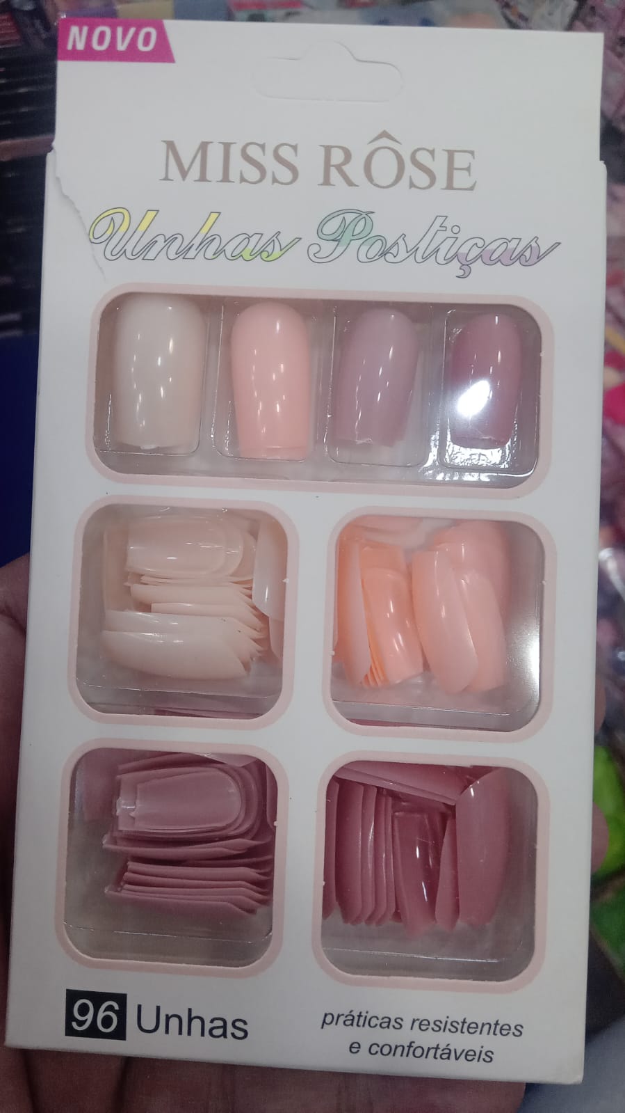Miss Rose 4 Color Stick-On Nails Set — 96-Piece Reusable Press-On Artificial Nails