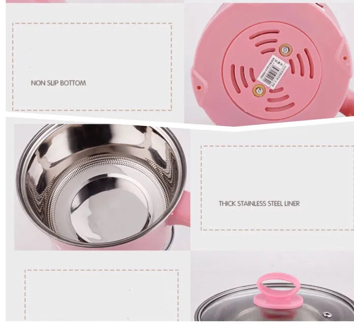Mini Electric Cooking Pot 18cm | Hot Pot, Egg Boiler, Rice & Noodle Maker | Fast Heating Non-Stick Cooker for Home & Hostel