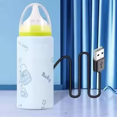 Portable USB Baby Bottle Warmer - Travel Milk Warmer Baby Feeding Bottle Warmer - Heating Thermostat Food Warmer