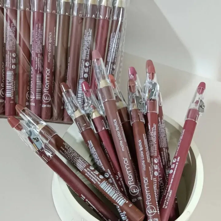 Matte Waterproof Lip Liner Pencil Set – Pack of 12 Nude & Dark Shades | Long-Lasting, Highly Pigmented Lip Definition Kit