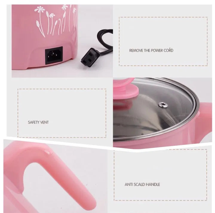Mini Electric Cooking Pot 18cm | Hot Pot, Egg Boiler, Rice & Noodle Maker | Fast Heating Non-Stick Cooker for Home & Hostel