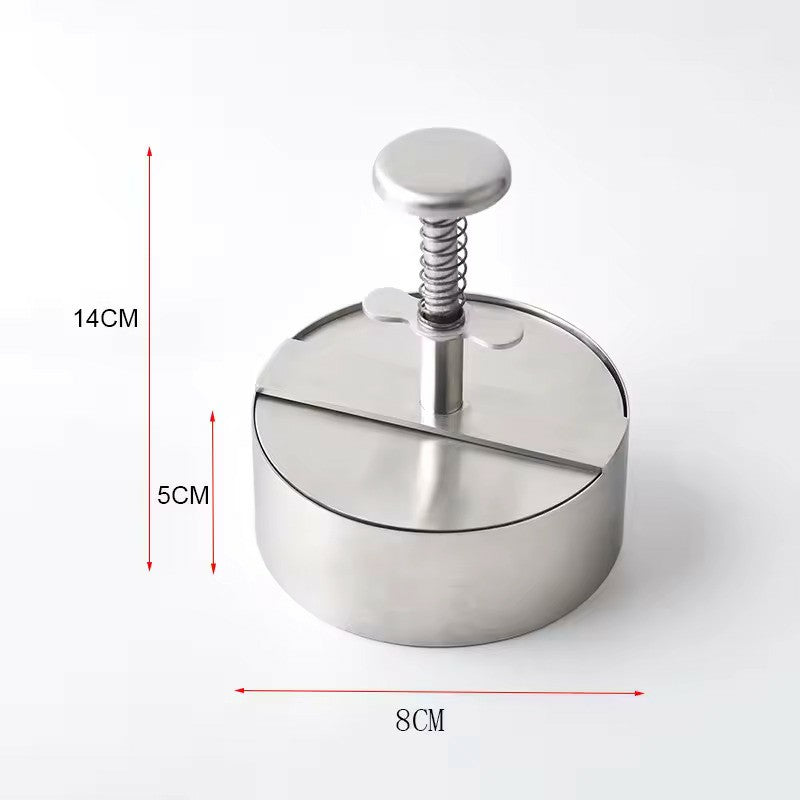 Stainless Steel Adjustable Burger Press Patty Maker (3.1″ & 4″) – Non-Stick Hamburger Mold for BBQ & Grill - Round Kabab Mold