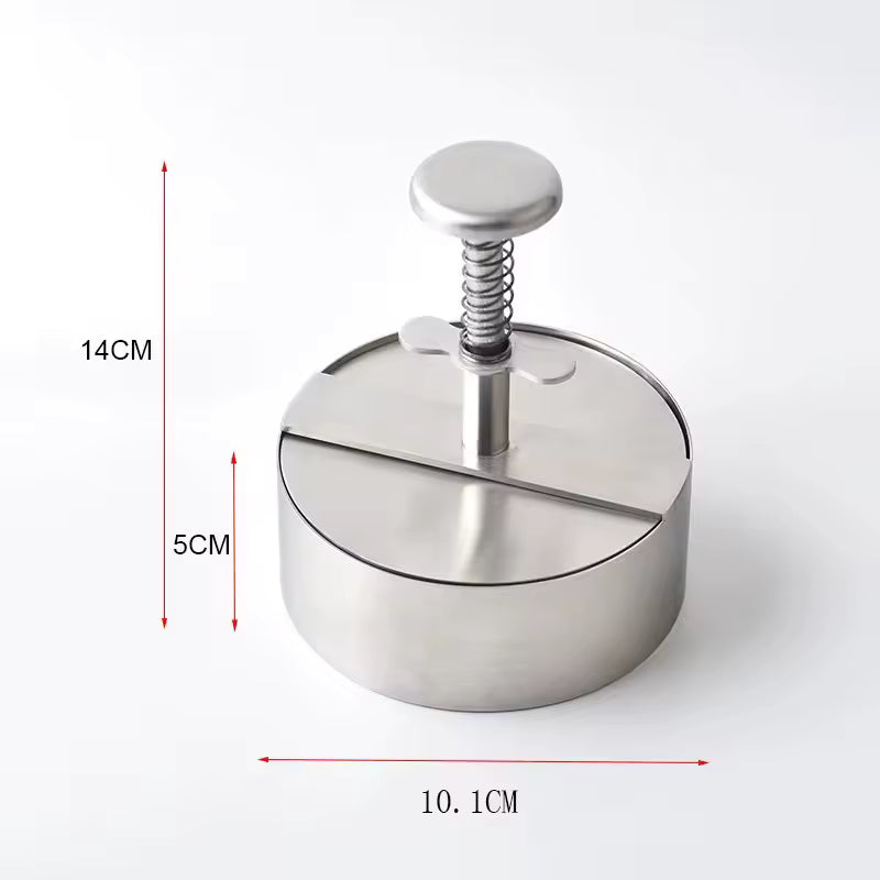 Stainless Steel Adjustable Burger Press Patty Maker (3.1″ & 4″) – Non-Stick Hamburger Mold for BBQ & Grill - Round Kabab Mold