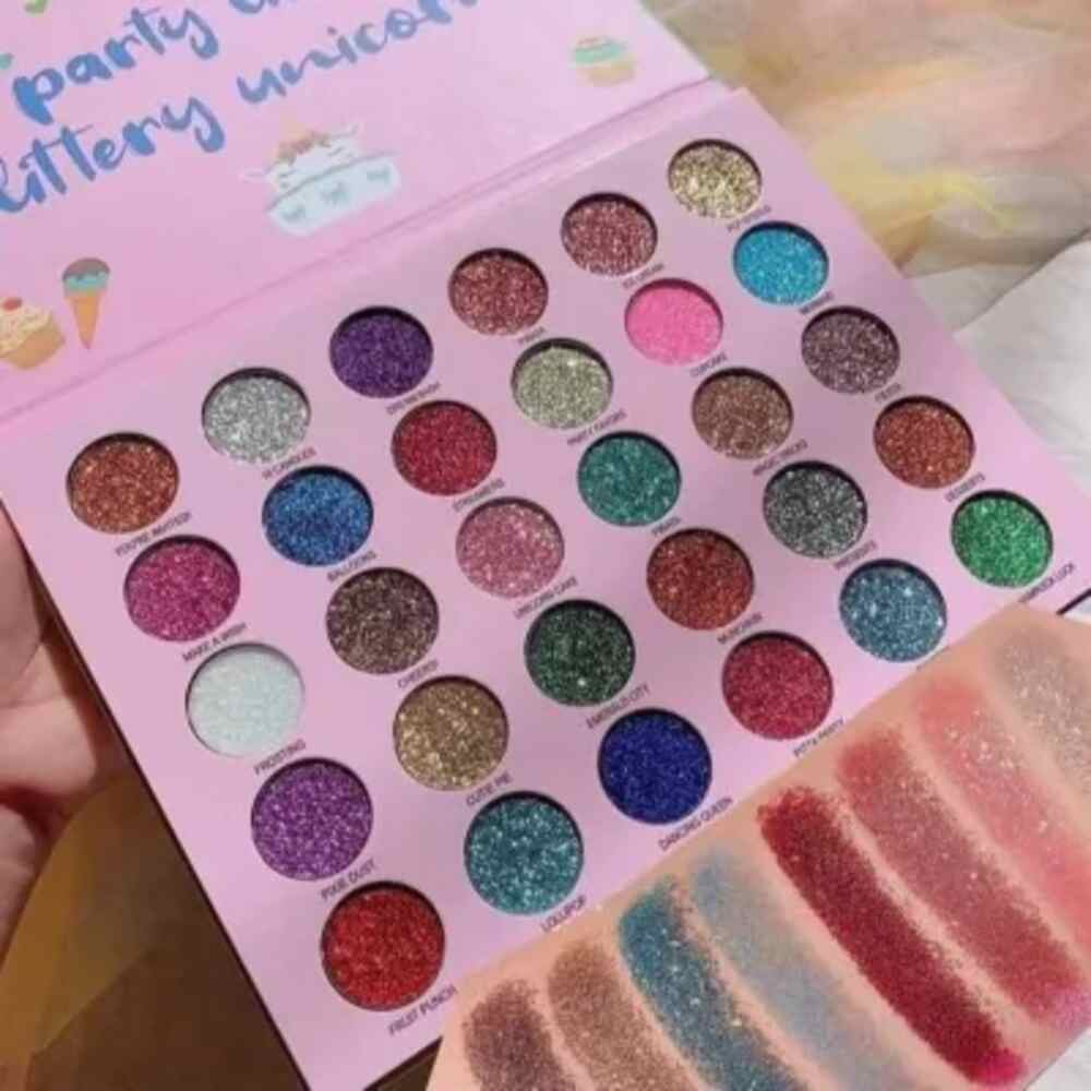Happy Unicorn 30-Color Glitter Party Romanky Eyeshadow, Eyeshadow, Glitter eyeshadow