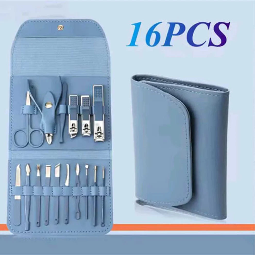 Manicure Pedicure Grooming Kit, Stainless Steel set, Nail cutter set, Nails Care, Clipper, Nails tool Set, Professional Spa kit, Nipper, 16pcs Professional Set