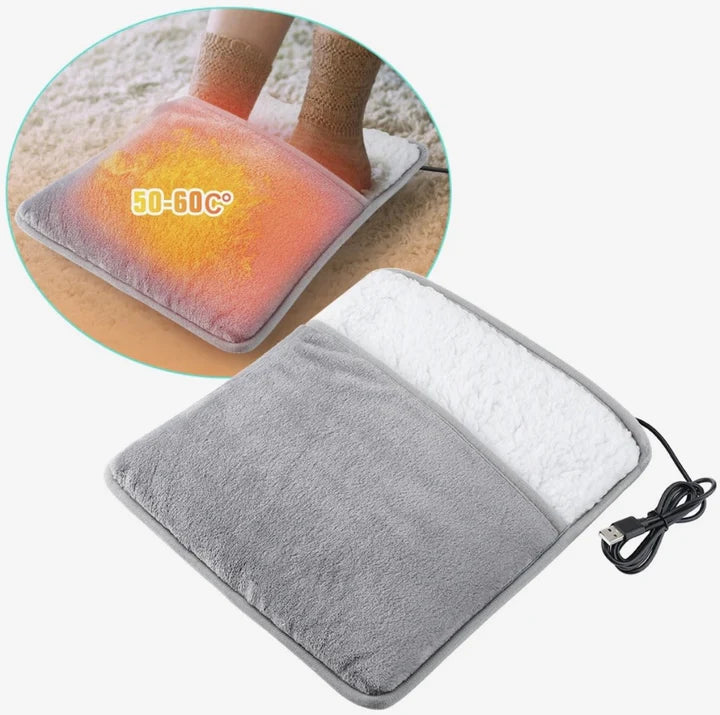 Electric Foot Heating Pad USB Charging Soft Plush Washable Foot Warmer Heater, Improve Sleeping Household Foot Warming Mat, Feet Warmer