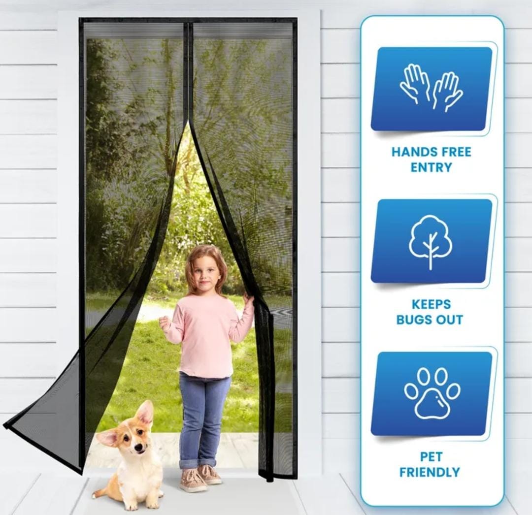 Magic Mesh Magnetic Screen Door - Magic Mesh Deluxe- Hands Free Magnetic Screen Door, Mesh Curtain Keeps Bugs Out