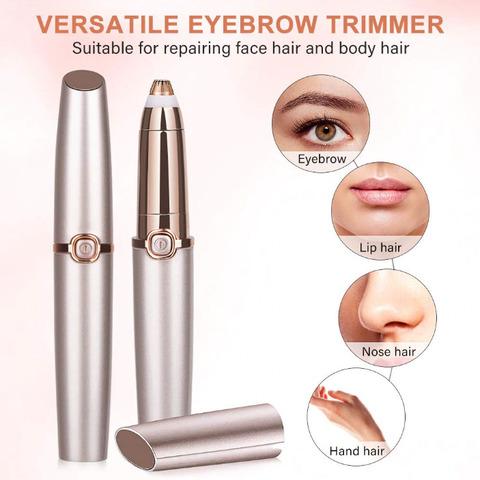 Eyebrow Trimmer for Women Rechargeable: Women Eyebrow Hair Remover with LED Light, Safe Painless Eyebrow Epilator Pen, Lady Eyebrow Shaper Electric Eyebrow Shaver
