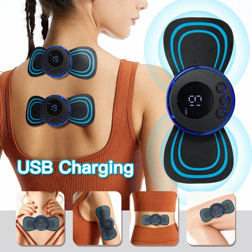 EMS Butterfly Portable Neck Massager – Rechargeable EMS Massager with Foot Massage Pad – Pain Relief & Blood Circulation Booster
