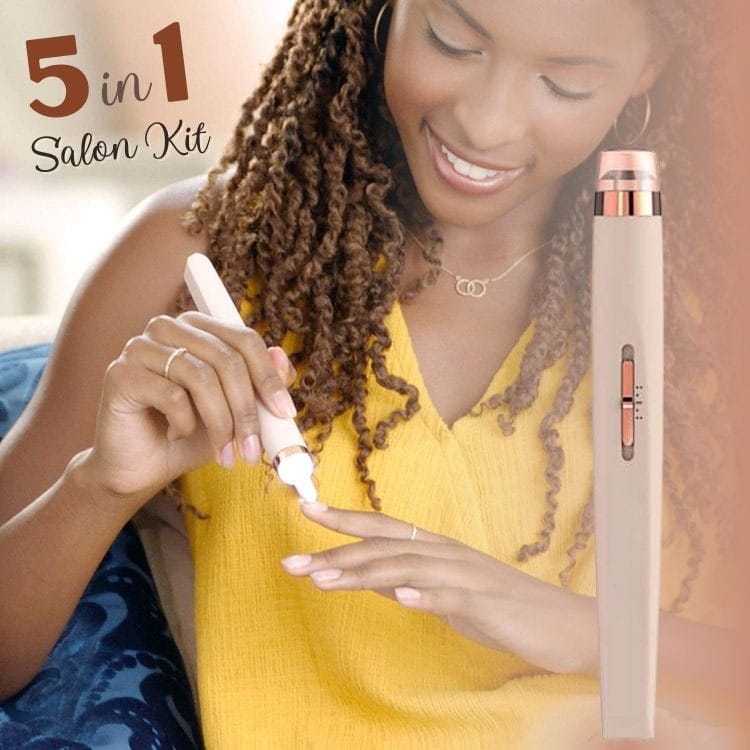 Electronic Rechargeable Nail File and Full Manicure and Pedicure Tool Kit, Electronic Nail Filer, Buffer, Shiner, Cuticles and Nail Polish Remover