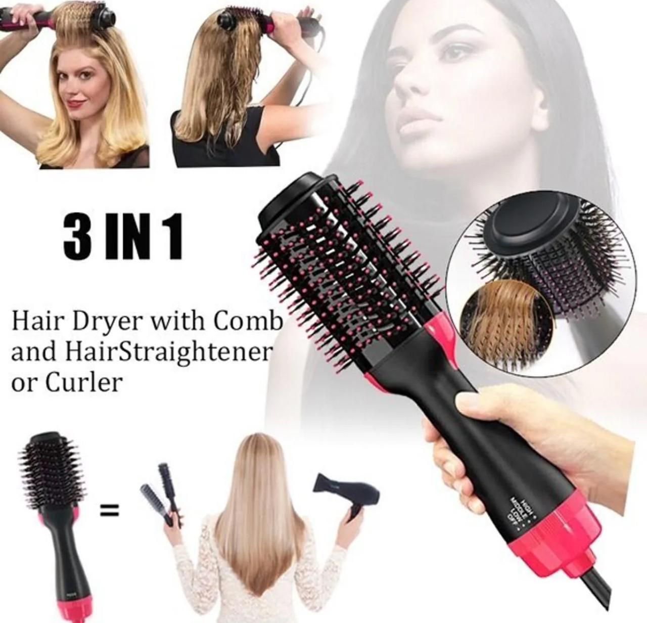One Step 3 in 1 Hair Dryer, Hair straightener, Hair Curler And Volumizer for Ladies - Hot Hair Straightening Brush for Women - Hair Styler - Hot Air Brush