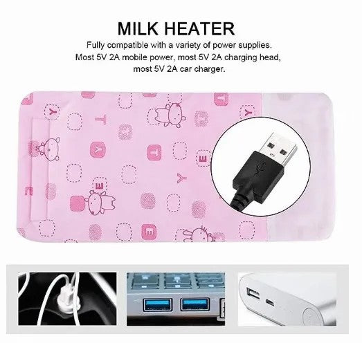 Portable USB Baby Bottle Warmer - Travel Milk Warmer Baby Feeding Bottle Warmer - Heating Thermostat Food Warmer