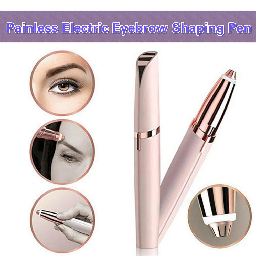 Eyebrow Trimmer for Women Rechargeable: Women Eyebrow Hair Remover with LED Light, Safe Painless Eyebrow Epilator Pen, Lady Eyebrow Shaper Electric Eyebrow Shaver