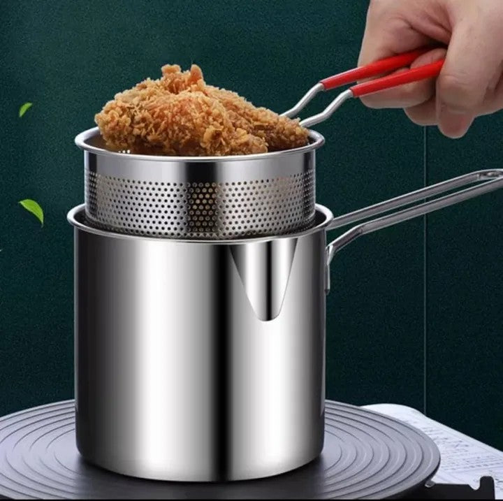 1200ML Multipurpose Stainless Steel Fries Fryer with Strainer Basket
