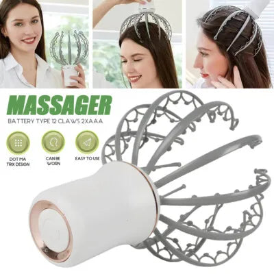 Portable Electric 12 Claw Head Massager, Head Massage Relaxation Device, Electric Octopus Scalp Massager, Head Massage Relaxation Device, Health Care Vibrator Head Massager