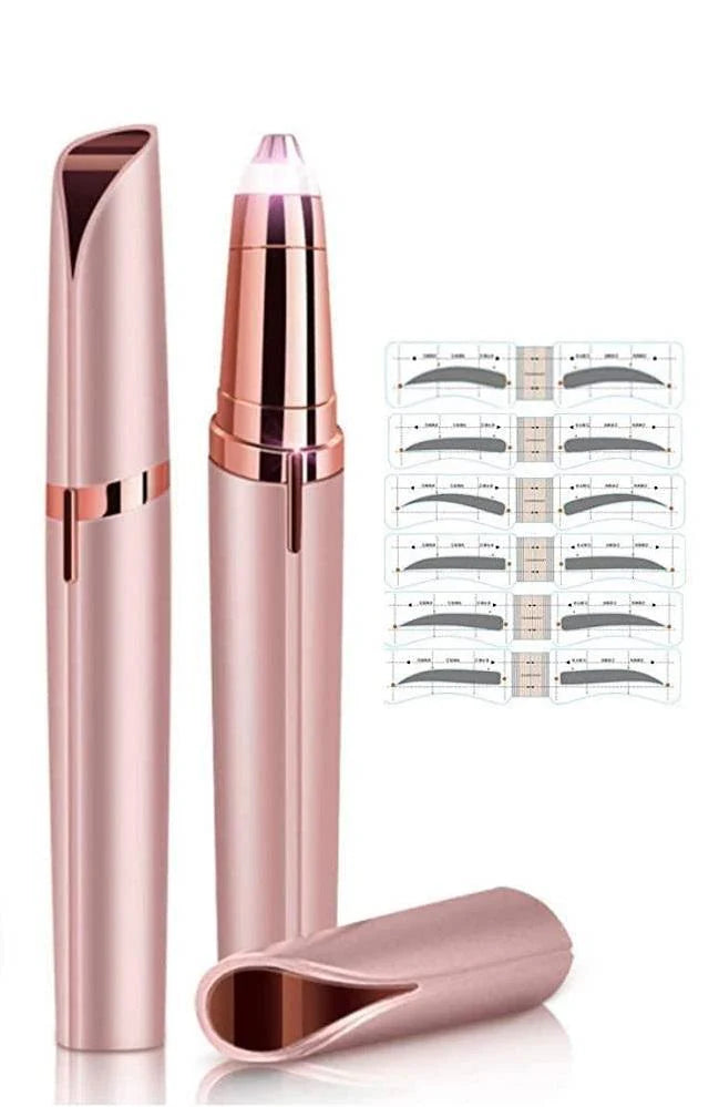Eyebrow Trimmer for Women Rechargeable: Women Eyebrow Hair Remover with LED Light, Safe Painless Eyebrow Epilator Pen, Lady Eyebrow Shaper Electric Eyebrow Shaver