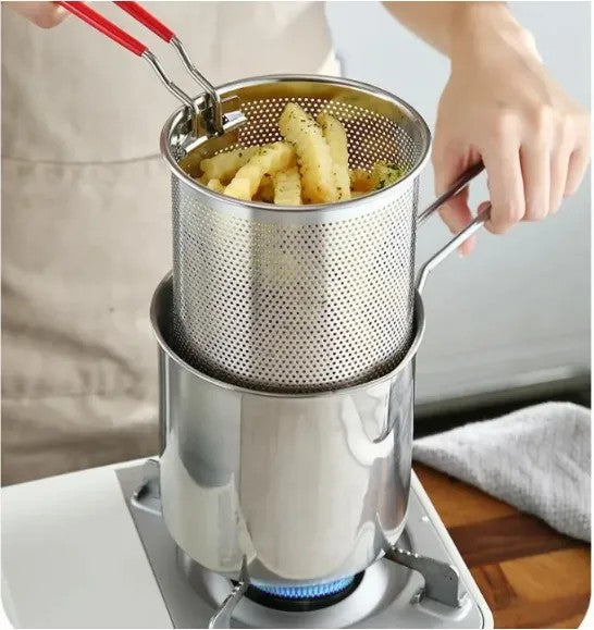 1200ML Multipurpose Stainless Steel Fries Fryer with Strainer Basket