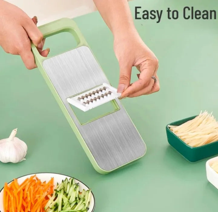 Multifunction Vegetable Cutter Stainless Steel 5 in 1 Washable Home Kitchen Restaurant Chopper Slicer for Potato Cucumber Garlic. Graters