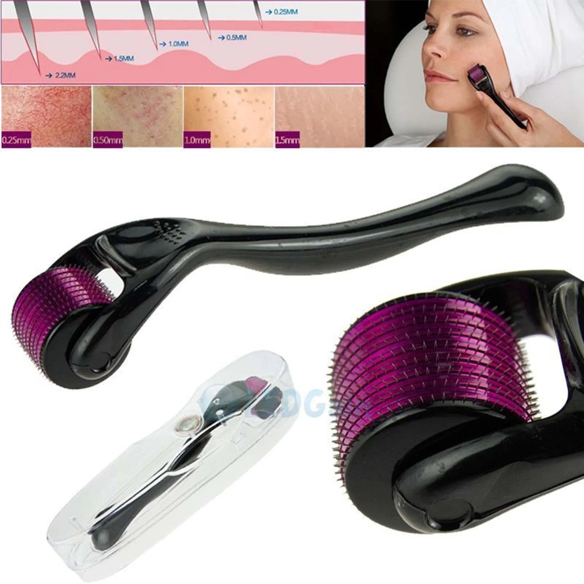 Titanium Needles Derma Roller  with 0.5mm Needles Size - Derma Roller 0.5 mm Hair & Skin System - Titanium needles - Best quality Derma Roller