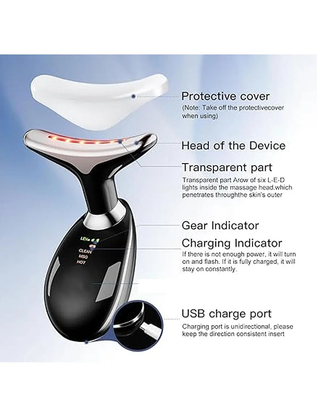 Digital Massager For Face And Neck | Neck firming massager | Portable neck care device | Neck wrinkle remover | Home neck sculpting device | MGE-009 neck device | Neck skin tightening tool | Beauty device for neck anti aging