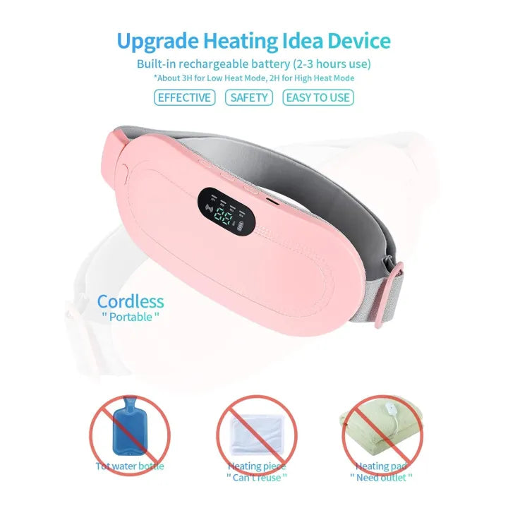 Electric Period Cramp Massager Vibrator Heating Belt for Menstrual Relief Pain Waist Stomach Warming Women | Portable Menstrual Heating Pad Warm Palace Waist Belt Period Cramp Massager Menstrual Heating Pad Dysmenorrhea Relieving Belt