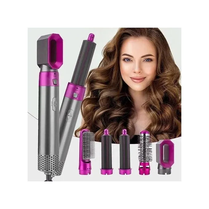 5 in 1 Hair Dryer Set, Hot Air Comb Blow Volumizer Brush, Hot Air Styler, Curling Iron Set, Salon Hot Air Brush Curling Wand Ionic Ceramic Hair Straightener Brush Electric Blow Dryer Curler for Women & Girls