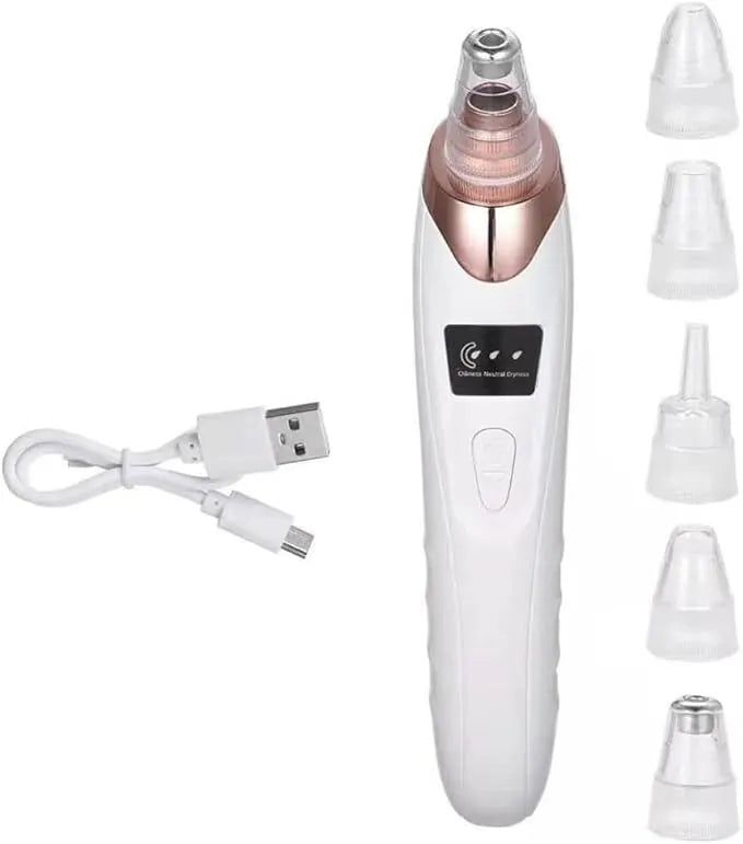 5 in 1 Black Head Remover Machine, Powerful Pimple Pore Cleaner, Vacuum Suction Tool, Rechargeable ‏Derma Suction