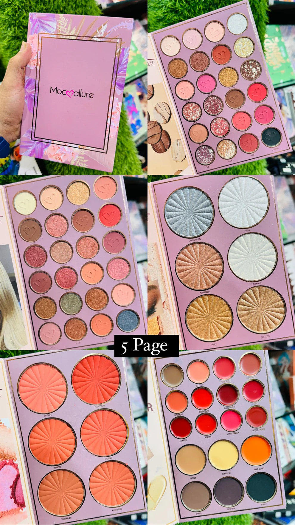 Mocullare 5 In 1 Makeup Book Palette – All-in-One Eyeshadow, Blusher, Highlighter, Lipstick & Concealer Kit for Girls & Women
