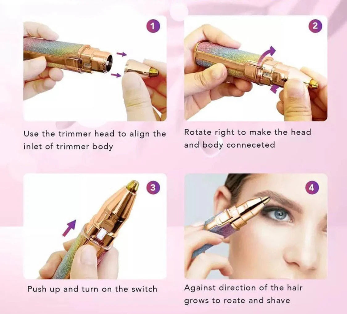 Electric 2 in 1 Eyebrow Trimmer & Hair Shaver, , Makeup Painless Eyebrow Epilator, Body Hair Shaver, Portable Facial Body Hair Remover, Painless USB Shaver for Lip, Chin, Eyebrow, Bikini – Portable Cordless Women’s Groomer