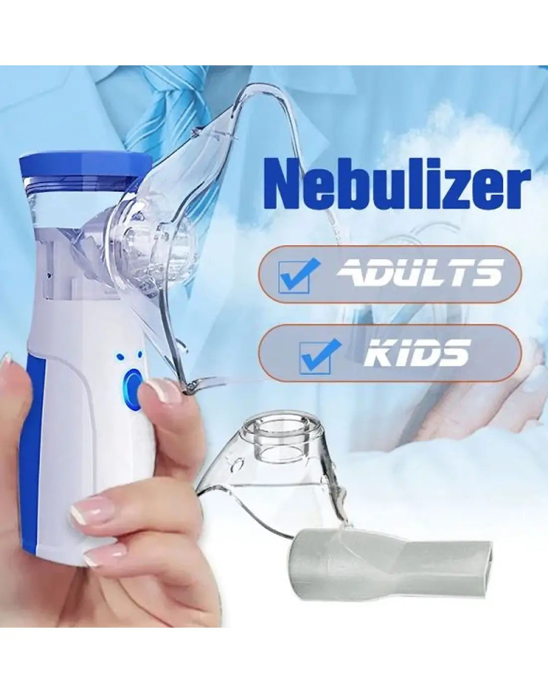 Portable Mesh Nebulizer for Kids & Adults (with Masks & Mini Inhaler) - Ultrasonic Mesh Nebulizer For Asthma