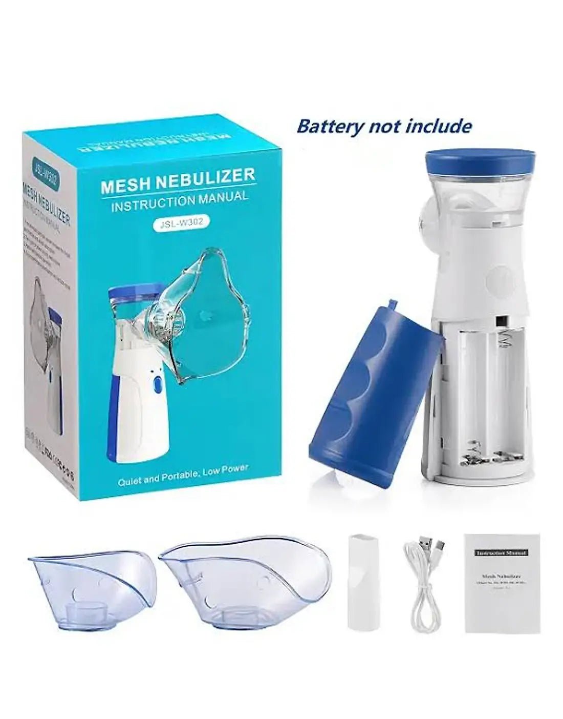 Portable Mesh Nebulizer for Kids & Adults (with Masks & Mini Inhaler) - Ultrasonic Mesh Nebulizer For Asthma