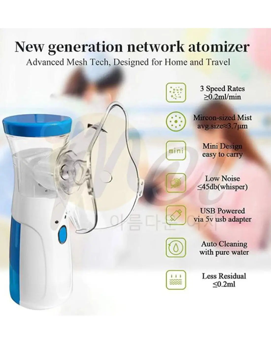 Portable Mesh Nebulizer for Kids & Adults (with Masks & Mini Inhaler) - Ultrasonic Mesh Nebulizer For Asthma