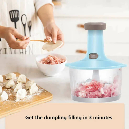 Multi-Function Hand Push Cooker Chopper – 4 Blades, Beater, Shredder & Grater