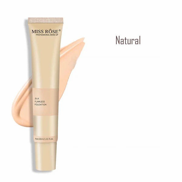 Miss Rose Silk Flawless Foundation Base 30ML High Coverage Liquid Foundation Waterproof Long Lasting Natural Makeup Base